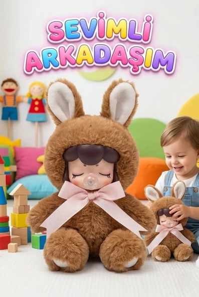 Nansi Peluş Figür Bebek - 17 cm Tavşan Kostümlü Sevimli Uyku Arkadaşı Kostümlü Dekoratif Oyuncak Bebek ürün görseli 1