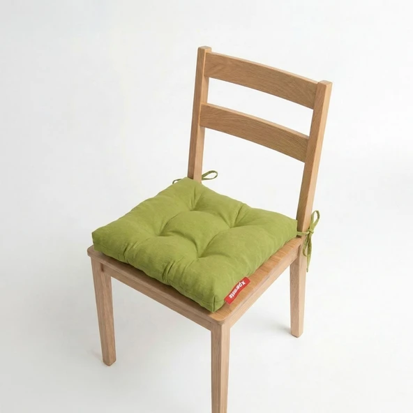 Pofuduk Sandalye Minderi Bağcıklı 40x40 cm Yıkanabilir Dekoratif Mutfak Bahçe Piknik Minderi Yeşil ürün görseli 1