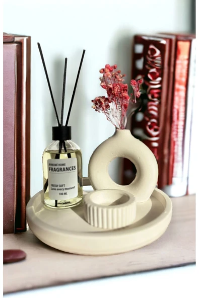 aymumi home Minimal Halka 100 ml Fresh Soft Oda Koku ve Tealight Mumluk Seti ürün görseli 1