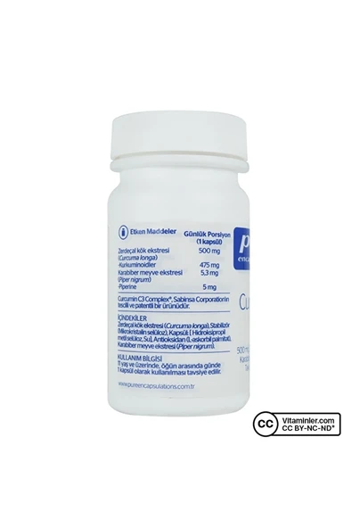 Pure Encapsulations Curcumin 500 Mg 30 Kapsül - Resim 3