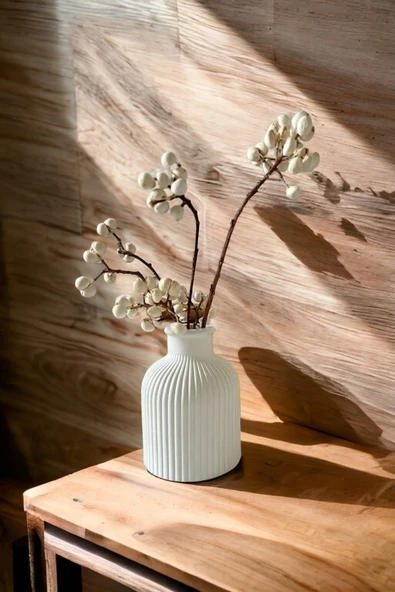 ALLEZA HOME Iskandinav Dekoratif Çizgili Minimal Beton Pampas Vazosu 10 Cm ürün görseli 1