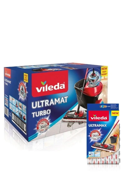 Vileda Ultramax Turbo 2in1 Pedallı Temizlik Seti + Mikrofiber Yedek Paspas ürün görseli 1