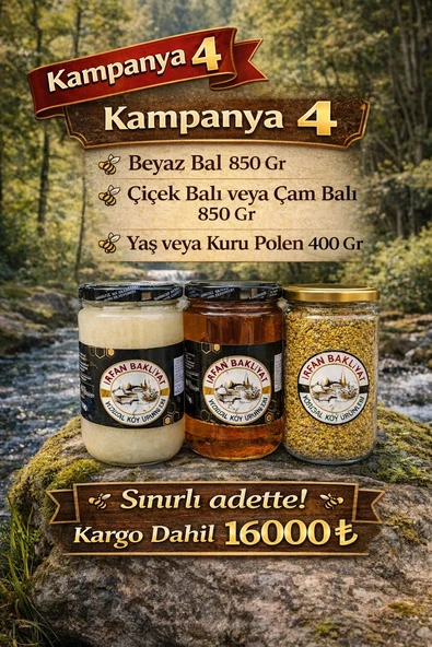 Kampanya 4 (Beyaz Bal 850 gr - Çiçek Balı 850 gr - Polen 400 gr) ürün görseli 1