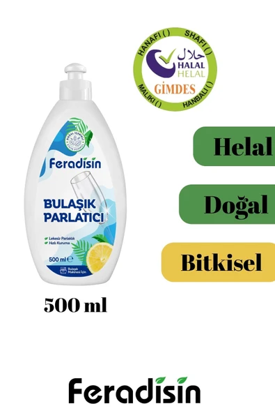 Feradisin Bitki Özlü Doğal Bulaşık Makinesi Parlatıcı - Gimdes Helal Sertifikalı - 500 ml ürün görseli 1