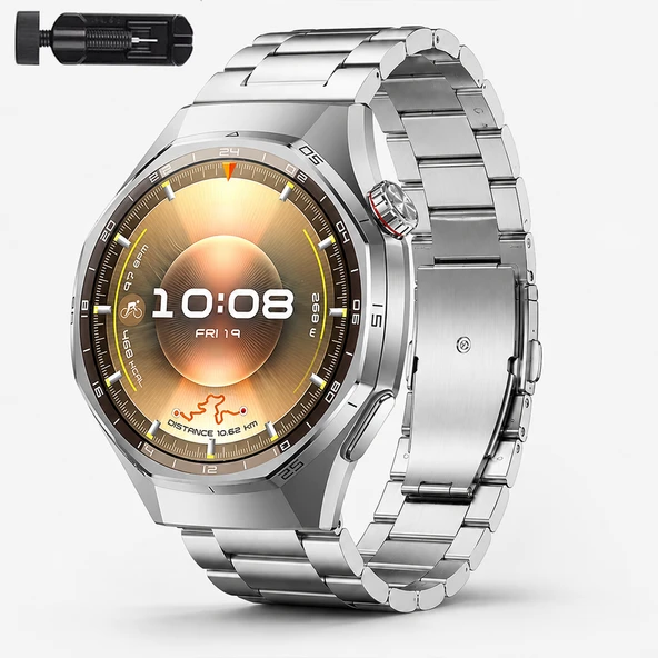 Huawei Watch GT6 Pro 46mm İle Uyumlu Katlanır Klipsli Paslanmaz Çelik Saat Kordonu  Gümüş ürün görseli 1