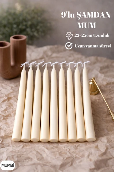 aymumi home 9lu Şamdan Mum Seti 2325 cm | Dekoratif Uzun Mum ürün görseli 1