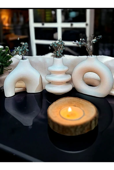 aymumi home 10 Cm Minimal Vazo Set 3'lü Bohem Biblo Minyatür Dekoratif Vazo ürün görseli 1