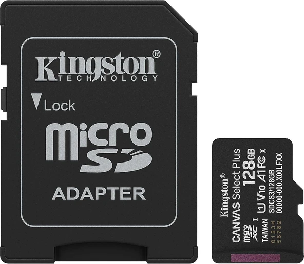 Kingston Canvas Select Plus SDCS3/128GB Class 10 UHS-I U1 A1 V10 128 GB Micro SD Kart ürün görseli 1