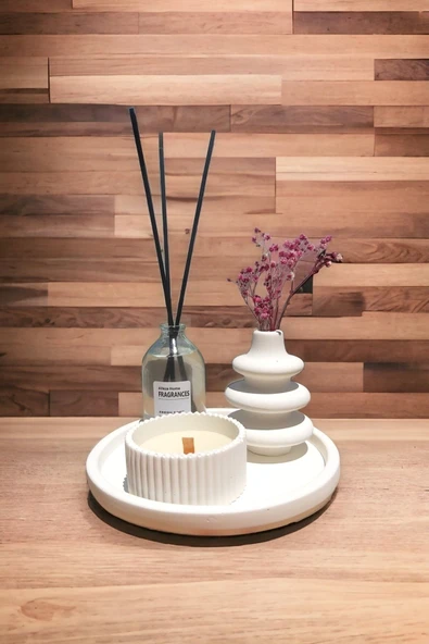 ALLEZA HOME Dekoratif Makaron Vazo Fresh Oda Kokusu Set Yuvarlak Tabaklı Set ürün görseli 1