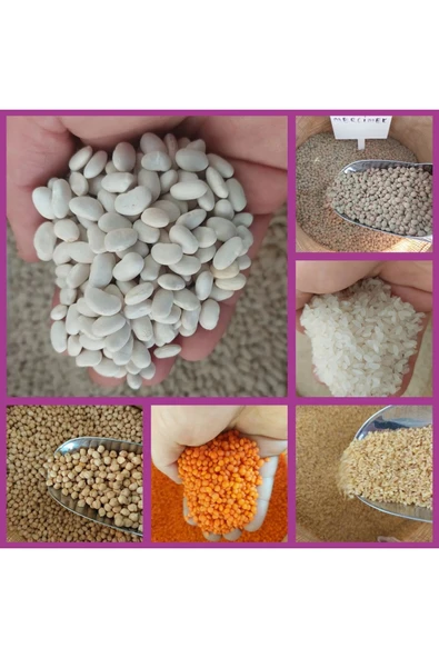 Bakliyat kolisi (fasülye,nohut ,pirinç, bulgur , kırmızı ve yeşil mercimek) net 6 kg ( herbiri 1 kg) ürün görseli 1