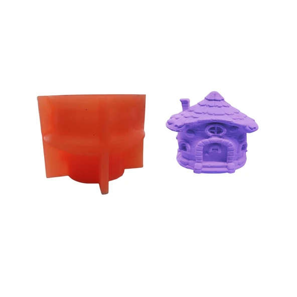 Silikon 3D Orta Boy Cüce Evi Kalıbı Şirin Ev Modeli Mum ve Taş Tozu Kalıbı ürün görseli 1
