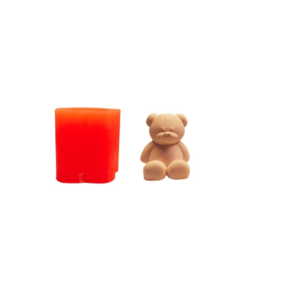 Silikon 3D Kalıp Oturan Sevimli Ayıcık Model Mum ve Taş Tozu Kalıbı 6.5X5.3 CM ürün görseli 1