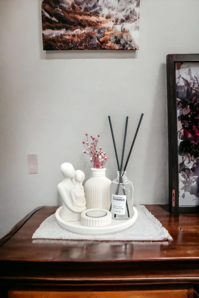 ALLEZA HOME Dekoratif Nordik Kuru Çiçek Vazosu Sarılan Sevgili Biblo Fresh Soft Oda Kokusu Set ürün görseli 1