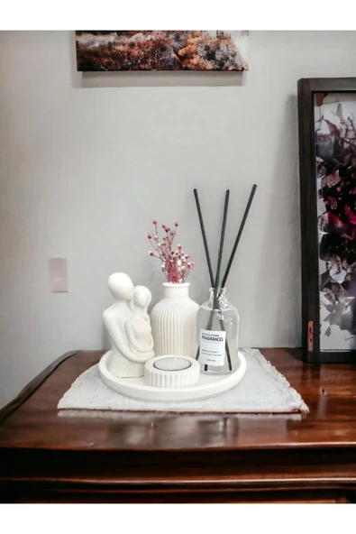 aymumi home Dekoratif Nordik Kuru Çiçek Vazosu Sarılan Sevgili Biblo Fresh Soft Oda Kokusu Set ürün görseli 1