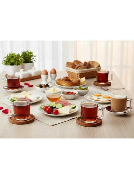 Paşabahçe 55833 Bricks Cam Kulplu Çay Kupası 250 cc 6'lı ürün görseli 1