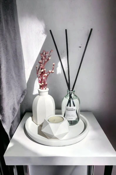 MUJİ STORE Dekoratif Geometrik Mumluk İskandinav Tarz Vazo Fresh Soft Oda Kokusu Set ürün görseli 1