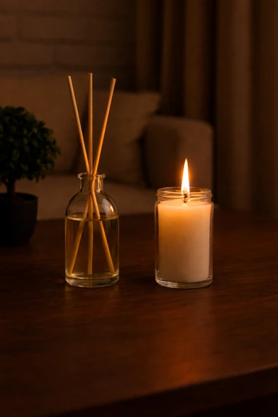 aymumi home Vanilyalı 50 ml oda kokusu ve 70 ml Vanilya Kokulu mum Seti ürün görseli 1