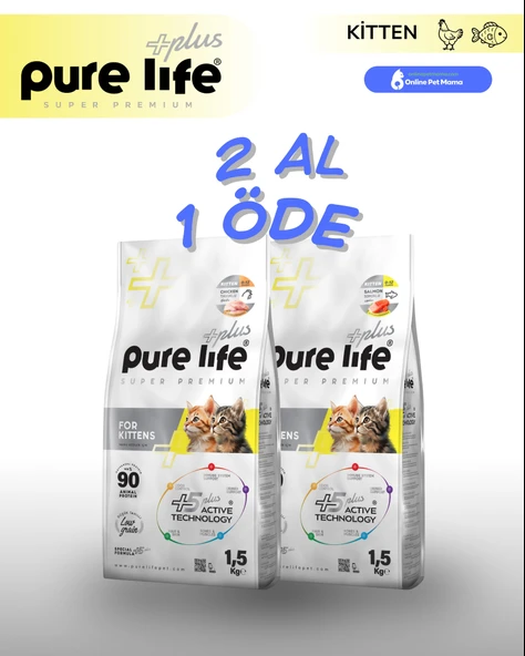 Pure Life Plus Kitten Yavru Kedi Maması Karışık Paket 1.5 KG x2 ürün görseli 1