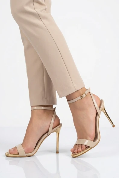 Ayakmod Bej Hafif İnce Topuklu Kadın Topuklu Abiye Ayakkabı 608402 Z ürün görseli 1