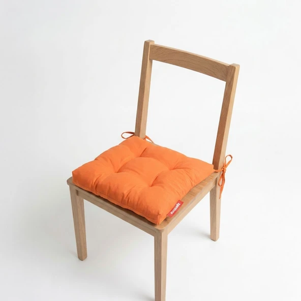 Pofuduk Sandalye Minderi Bağcıklı 40x40 cm Yıkanabilir Dekoratif Mutfak Bahçe Piknik Minderi Turuncu ürün görseli 1