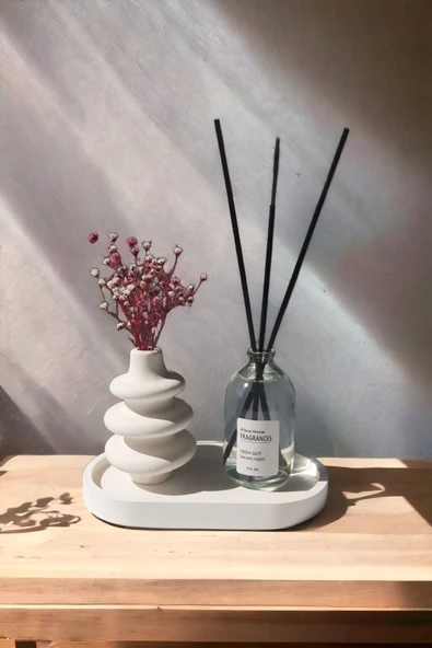 ALLEZA HOME Dekoratif Beton Makaron Mini Vazo Fresh Soft Oda Kokusu Set Stantlı ürün görseli 1