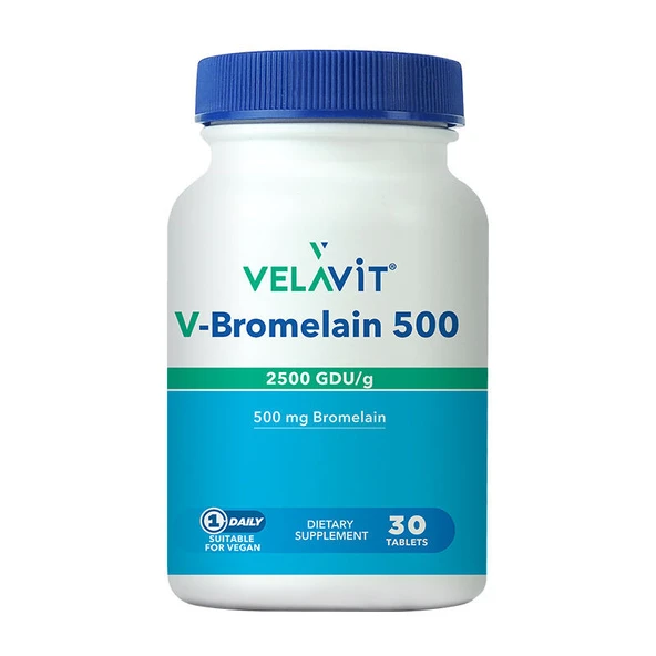 Velavit V-Bromelain 500 Takviye Edici Gıda 30 Tablet ürün görseli 1