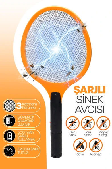 Şarjlı Sinek Raketi Sivrisinek Haşere Öldüren Elektrikli Sineklik Haşere Aleti 2808 ürün görseli 1