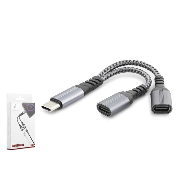 HADRON GJ-017 Type-C to 2 x Type-C Dişi Çevirici  Adaptör 100W - Siyah ürün görseli 1