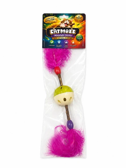 Catmozz Premum Tüylü Matatabi Çubuklu Top Oyuncak 30 Cm ürün görseli 1