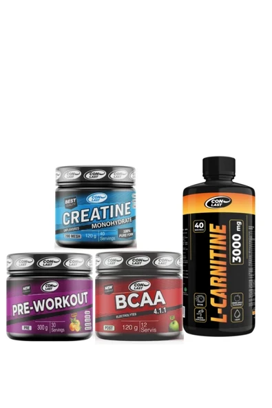 Conlast Gelişim Paket L-Carnetıne 3000mg/Pre-Workout 300g/Bcaa 120g/Creatine 120g ürün görseli 1