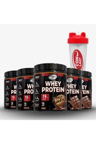 Conlast Whey Protein 2000g Çikolata-Bisküvi (5*16 Servis WPC70) Kas Yapılanmasına Yardımcı-Hediye Shaker ürün görseli 1