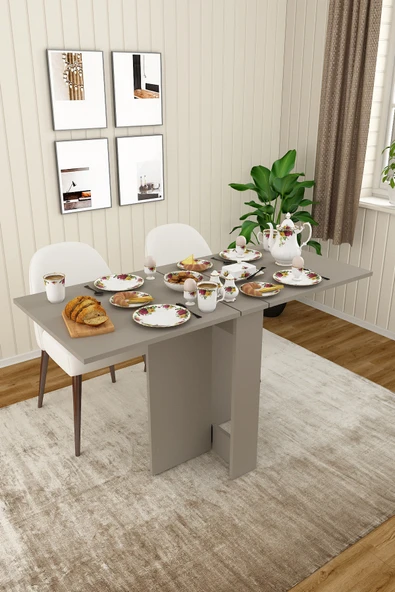 Lüks Katlanır Mutfak Yemek Masası %100 MDF Pratik Çalışma Masası KM32  KÜL GRİ ürün görseli 1