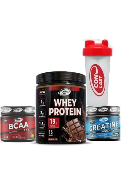 Conlast Whey Protein Çikolatalı 400g/bcaa 120g/creatine 120g Ve Hediye Shaker ürün görseli 1