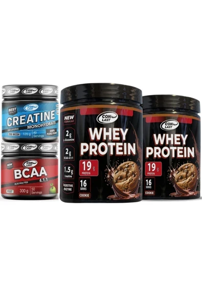 Conlast 2'li WHEY PROTEİN KURABİYELİ 400g/BCAA 300g/CREATİNE 120g ürün görseli 1