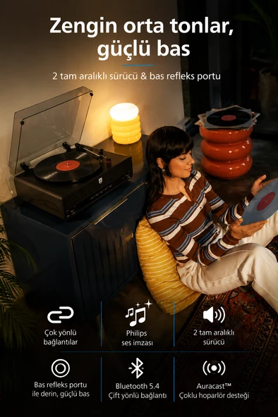 Philips TAV3000B/10 Bluetooth Retro Pikap - Resim 8