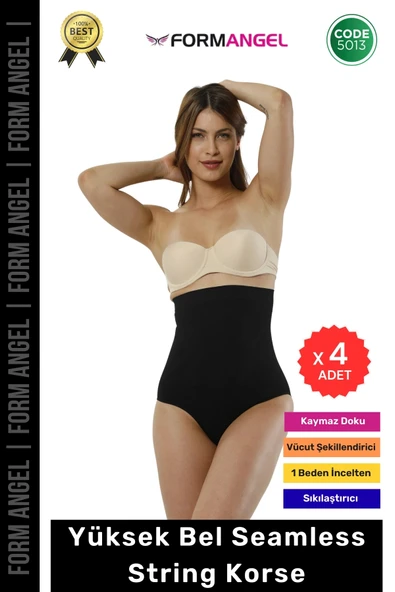#Korse Seamless Dikişsiz Toparlayıcı Vücut Şekillendiren Kaymaz Yüksek Bel String Korse - 4 Adet ürün görseli 1