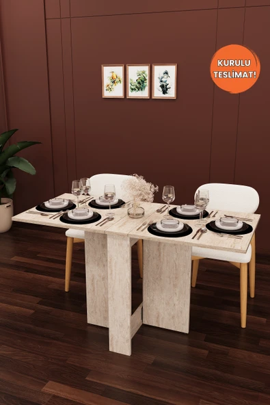 Lüks Katlanır Mutfak Yemek Masası %100 MDF Pratik Çalışma Masası KM32  SİDON ürün görseli 1