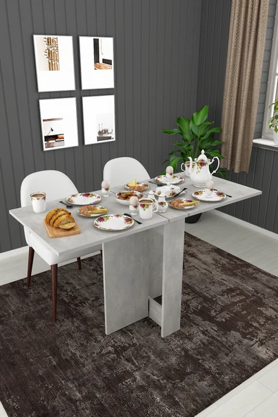 Lüks Katlanır Mutfak Yemek Masası %100 MDF Pratik Çalışma Masası KM32  RETRO TAŞ ürün görseli 1