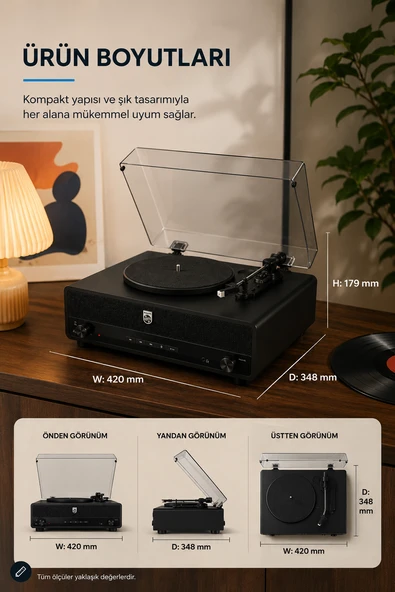 Philips TAV3000B/10 Bluetooth Retro Pikap - Resim 7