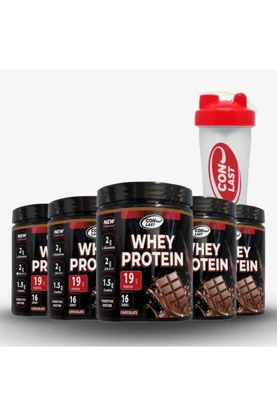 Conlast Whey Protein 2000g Çikolatalı (5*16 Servis WPC70) Kas Yapılanmasına Yardımcı-Hediye Shaker ürün görseli 1