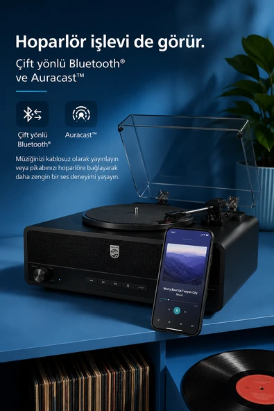 Philips TAV3000B/10 Bluetooth Retro Pikap - Resim 3