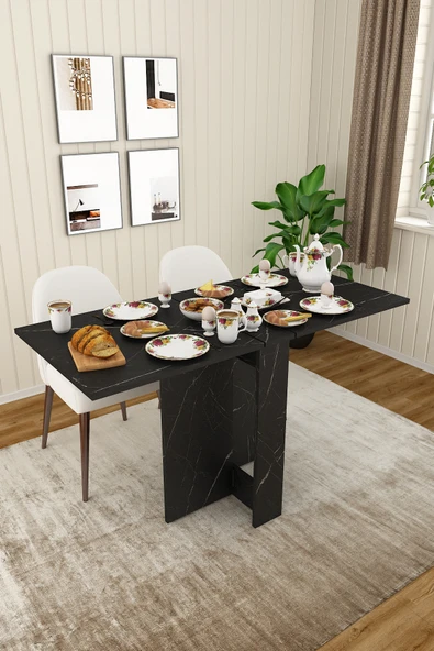 Lüks Katlanır Mutfak Yemek Masası %100 MDF Pratik Çalışma Masası KM32  ROYAL MERMER ürün görseli 1