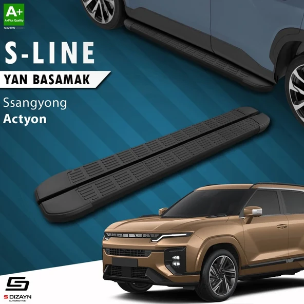 S-Dizayn Ssangyong Actyon S-Line Siyah Yan Basamak 183 Cm 2024 Üzeri A+ Kalite ürün görseli 1