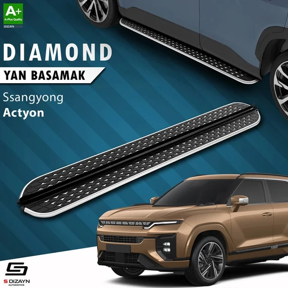 S-Dizayn Ssangyong Actyon Diamond Krom Yan Basamak 183 Cm 2024 Üzeri A+ Kalite ürün görseli 1