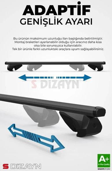 S-Dizayn Dodge Journey S-Bar Atlas V1 Ara Atkı Tavan Taşıyıcı Barı Siyah 130 Cm 2008-2020 A+ Kalite ürün görseli 1