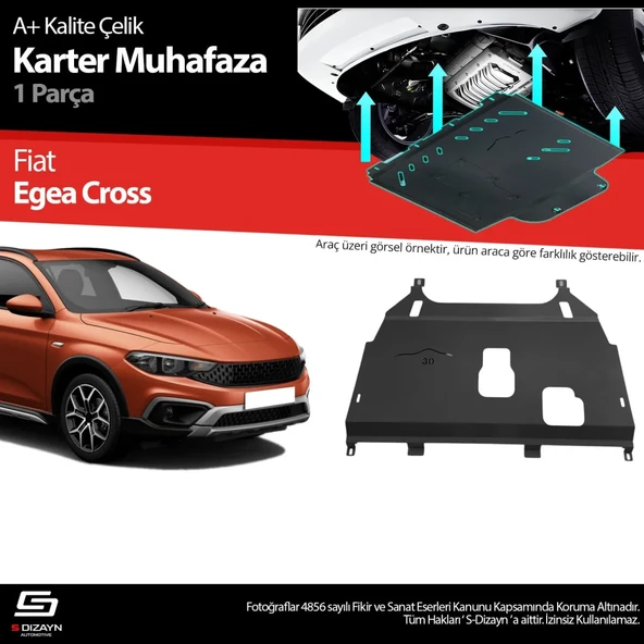 S-Dizayn Fiat Egea Cross Çelik Karter Muhafaza Koruma 2020 Üzeri A+ Kalite ürün görseli 1