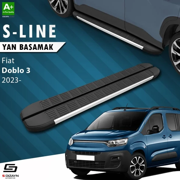 S-Dizayn Fiat Doblo 3 Uzun Şase S-Line Aluminyum Yan Basamak 213 Cm 2023 Üzeri ürün görseli 1