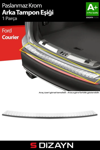 S-Dizayn Ford Courier Krom Arka Tampon Eşiği 2023 Üzeri A+ Kalite ürün görseli 1