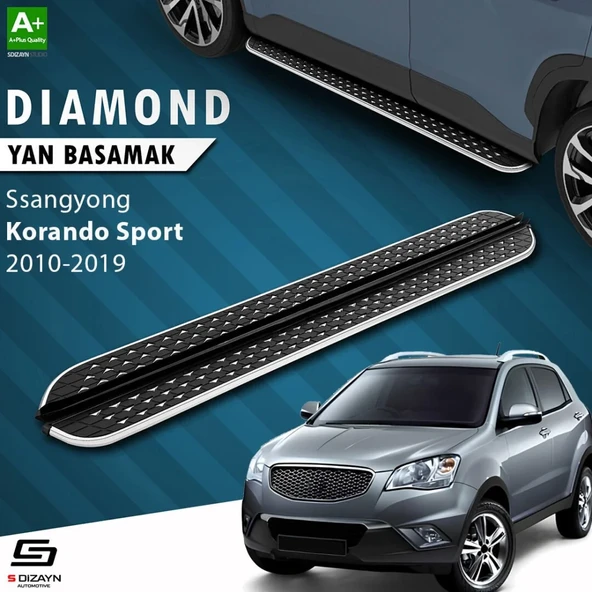 S-Dizayn Ssangyong Korando Sport Diamond Krom Yan Basamak 203 Cm 2010-2019 A+ Kalite ürün görseli 1