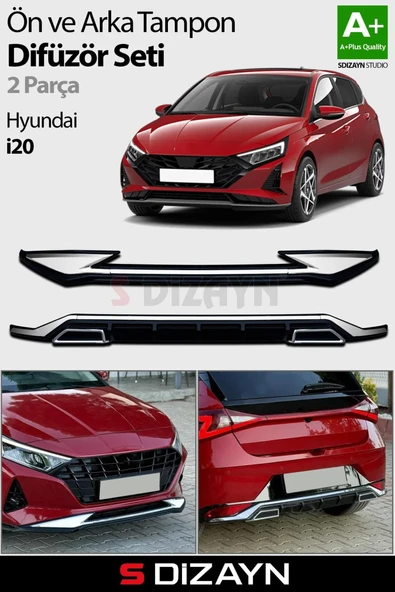 S-Dizayn Hyundai i20 Ön ve Arka Tampon Koruma Difüzör Seti 2020 Üzeri A+ Kalite ürün görseli 1